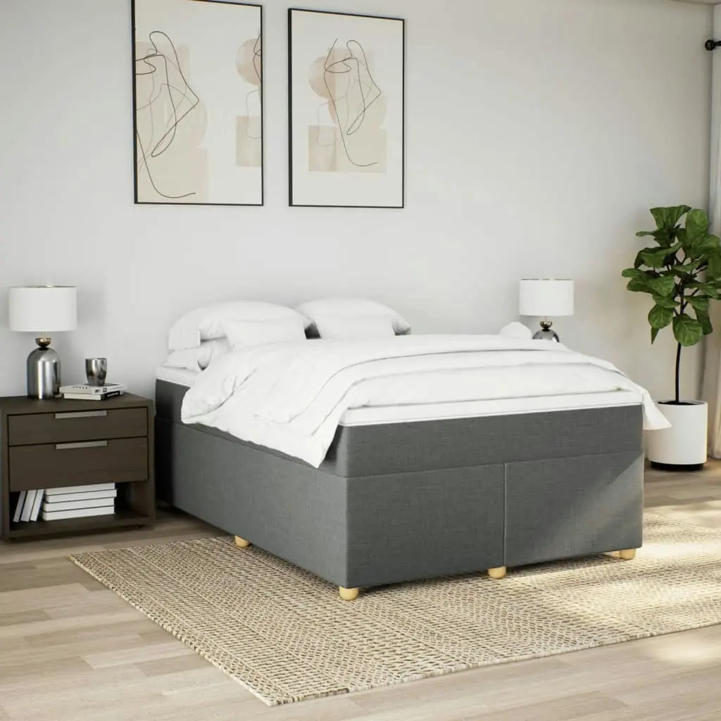 Box Spring Bed with Mattress Dark Grey Double Fabric 3285424