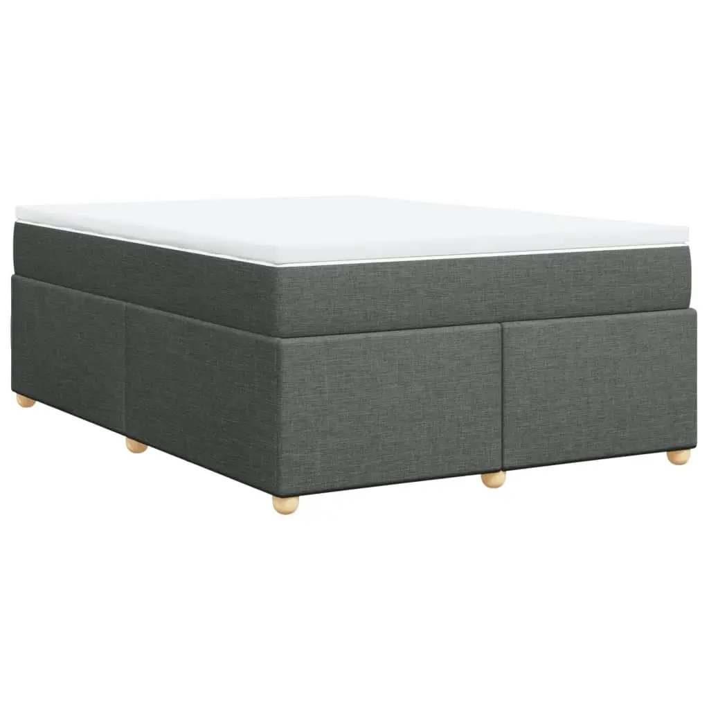 Box Spring Bed with Mattress Dark Grey Double Fabric 3285424