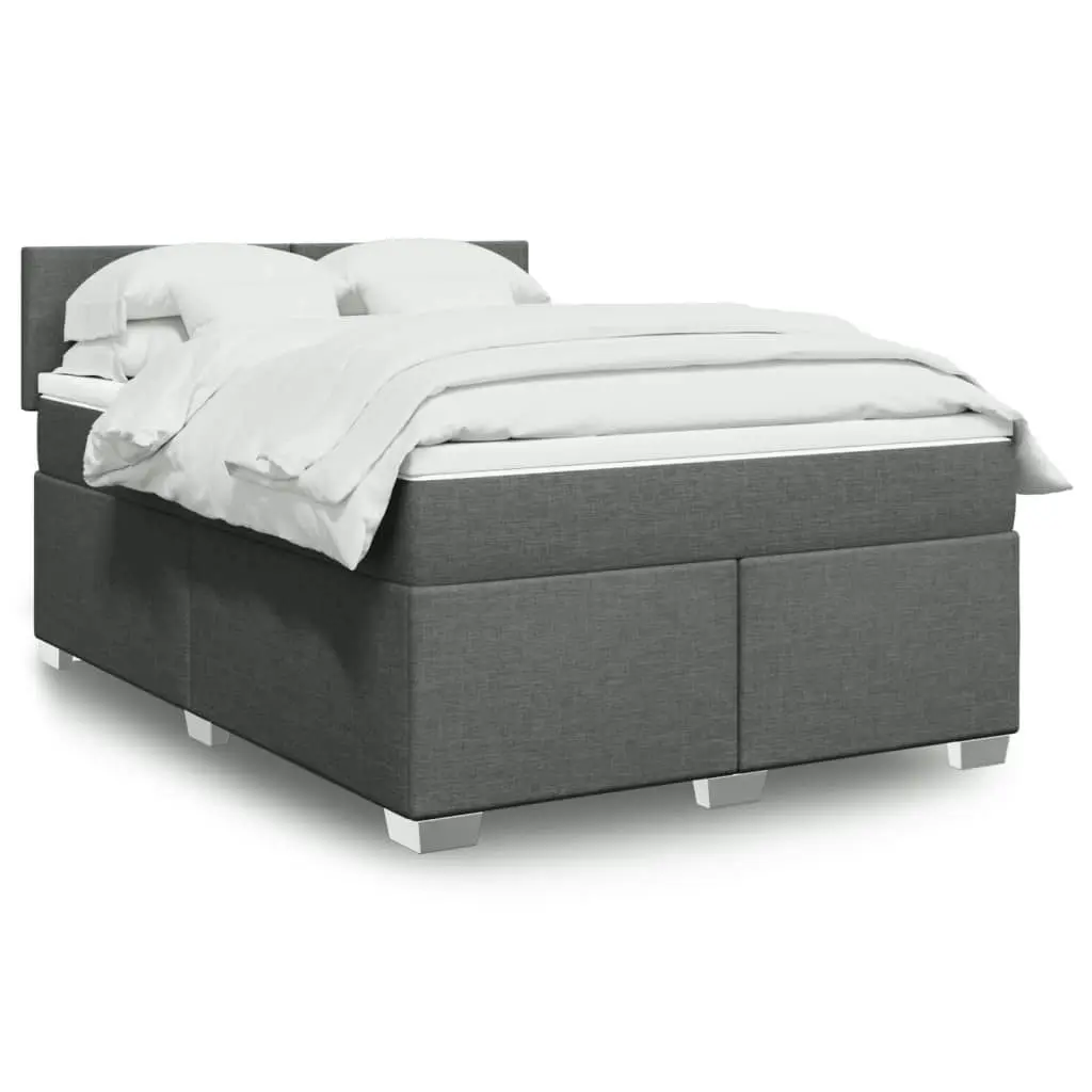 Box Spring Bed with Mattress Dark Grey Double Fabric 3286080