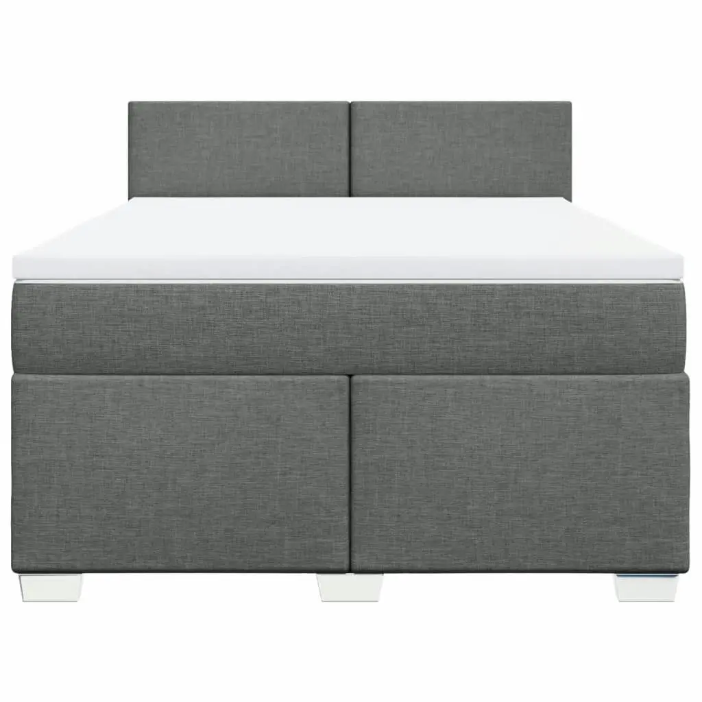 Box Spring Bed with Mattress Dark Grey Double Fabric 3286080