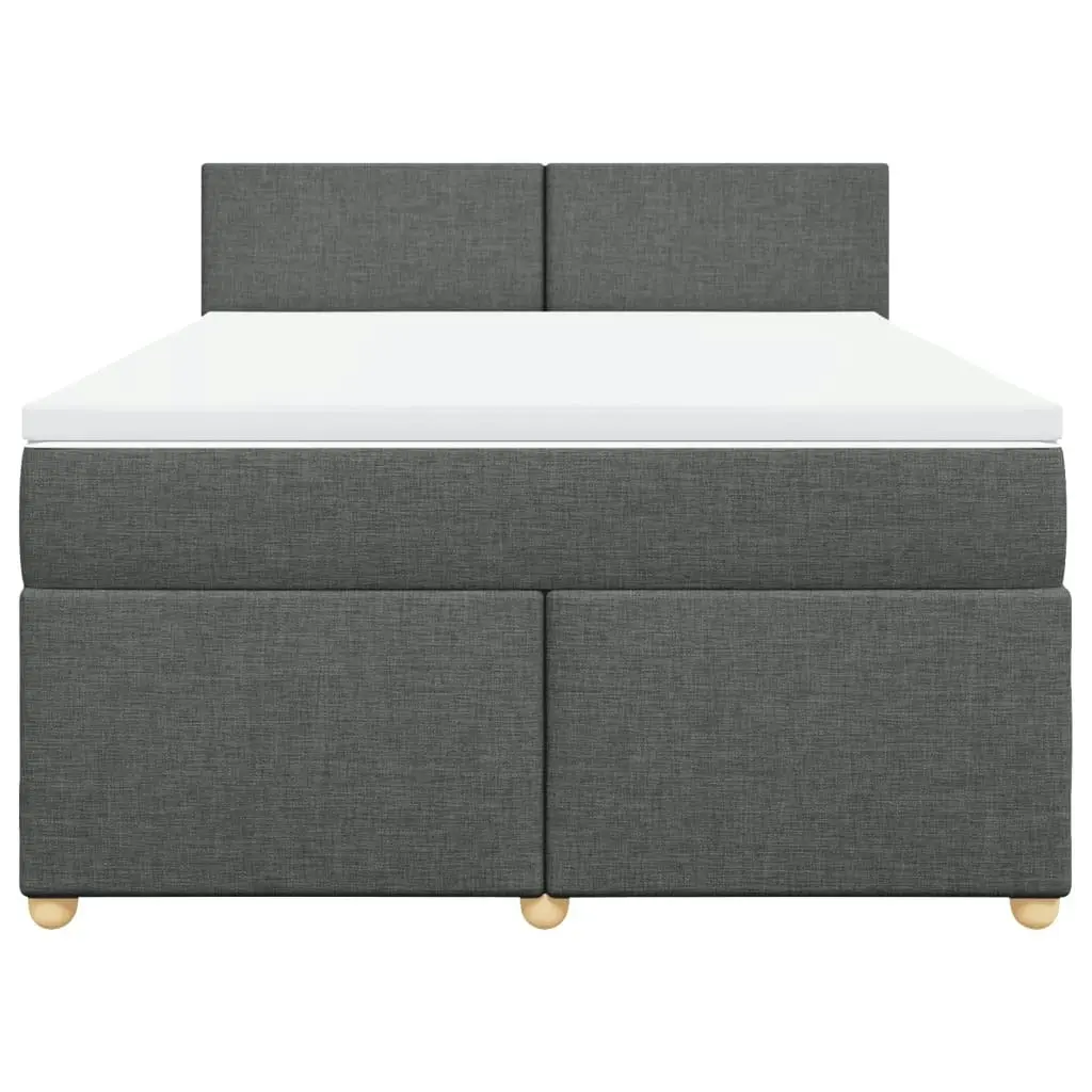 Box Spring Bed with Mattress Dark Grey Double Fabric 3286872