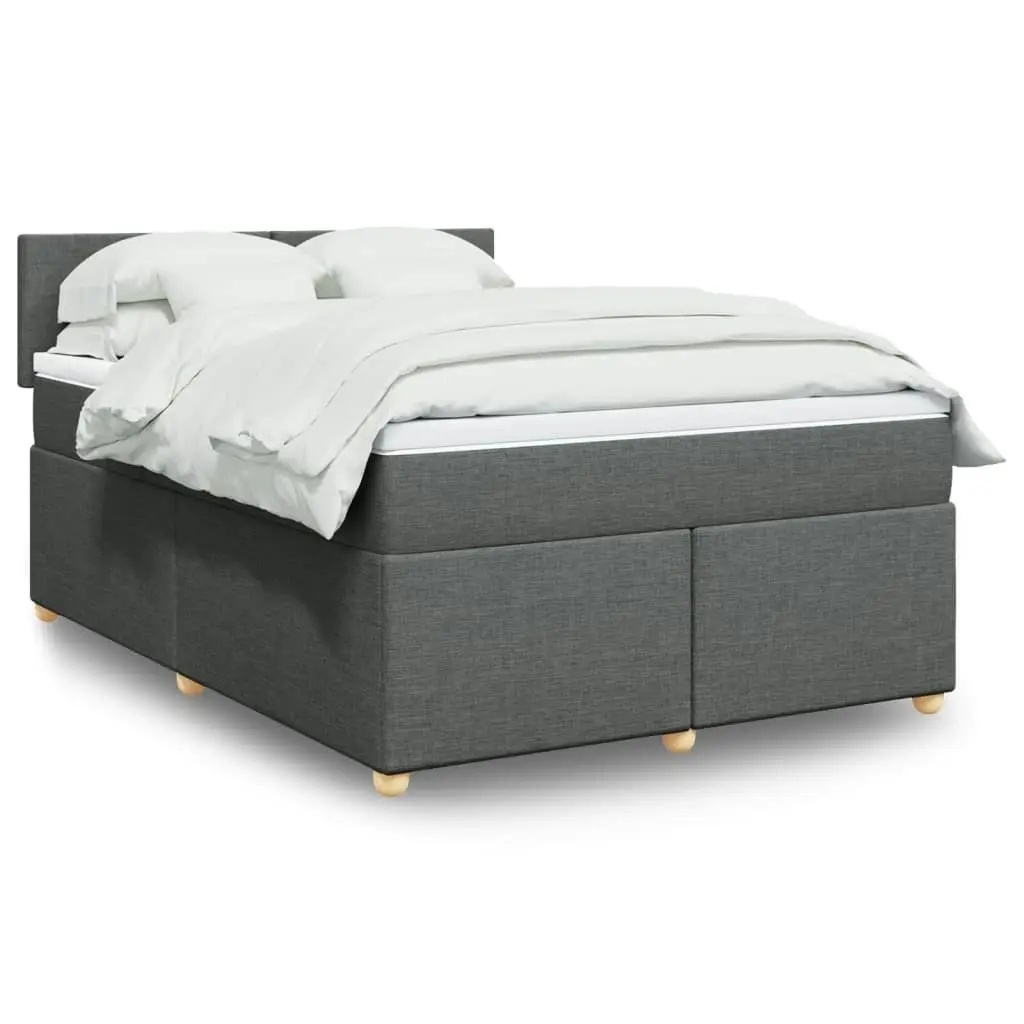 Box Spring Bed with Mattress Dark Grey Double Fabric 3286872