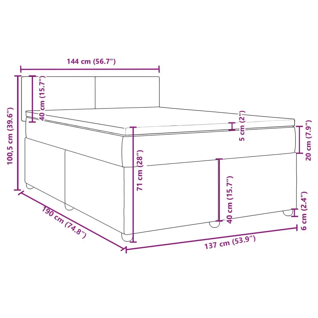 Box Spring Bed with Mattress Dark Grey Double Fabric 3286872