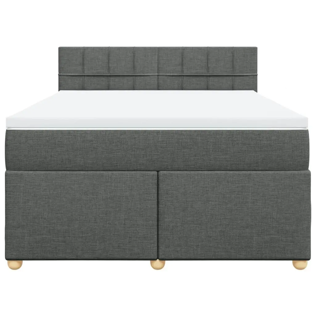 Box Spring Bed with Mattress Dark Grey Double Fabric 3286874