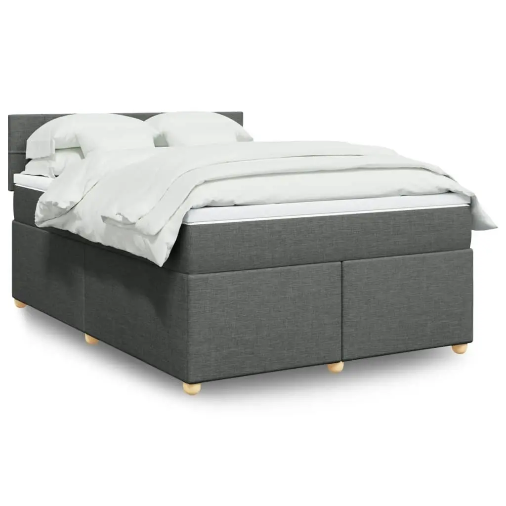 Box Spring Bed with Mattress Dark Grey Double Fabric 3286874