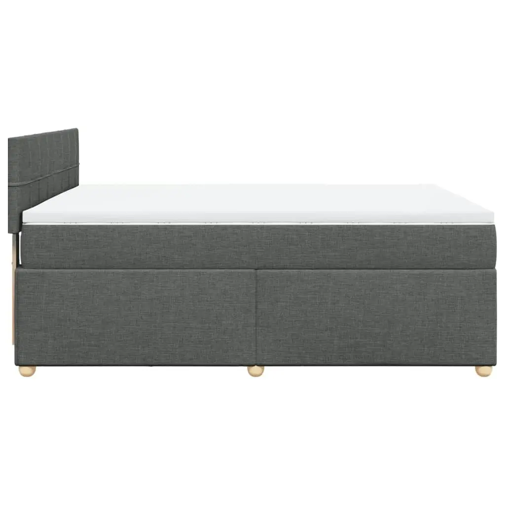 Box Spring Bed with Mattress Dark Grey Double Fabric 3286874