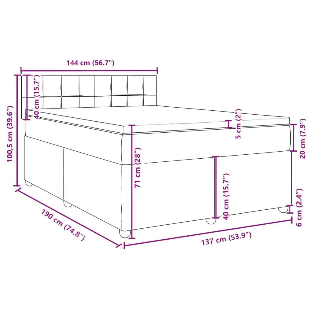 Box Spring Bed with Mattress Dark Grey Double Fabric 3286874