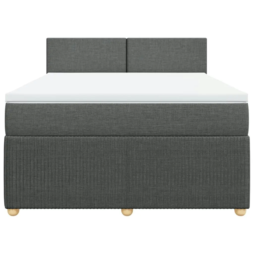 Box Spring Bed with Mattress Dark Grey Double Fabric 3287960