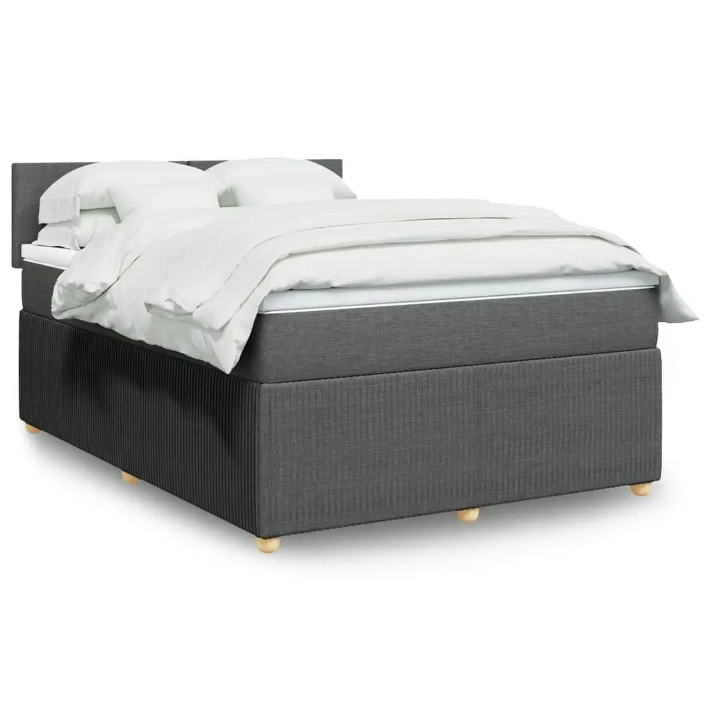 Box Spring Bed with Mattress Dark Grey Double Fabric 3287960