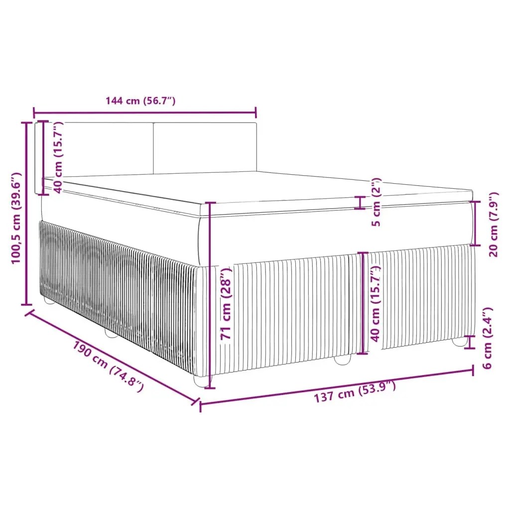 Box Spring Bed with Mattress Dark Grey Double Fabric 3287960