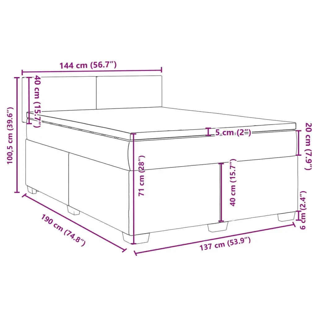 Box Spring Bed with Mattress Dark Grey Double Fabric 3288380