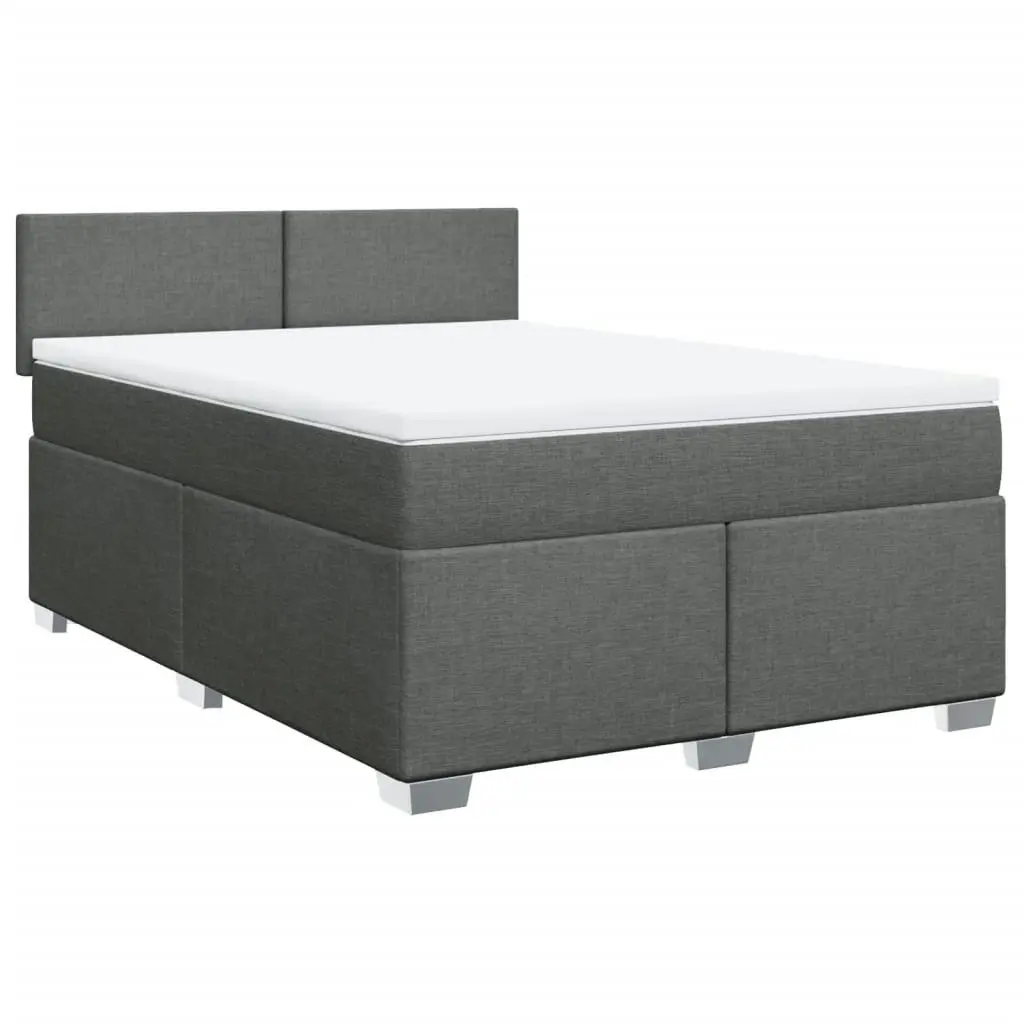 Box Spring Bed with Mattress Dark Grey Double Fabric 3288380