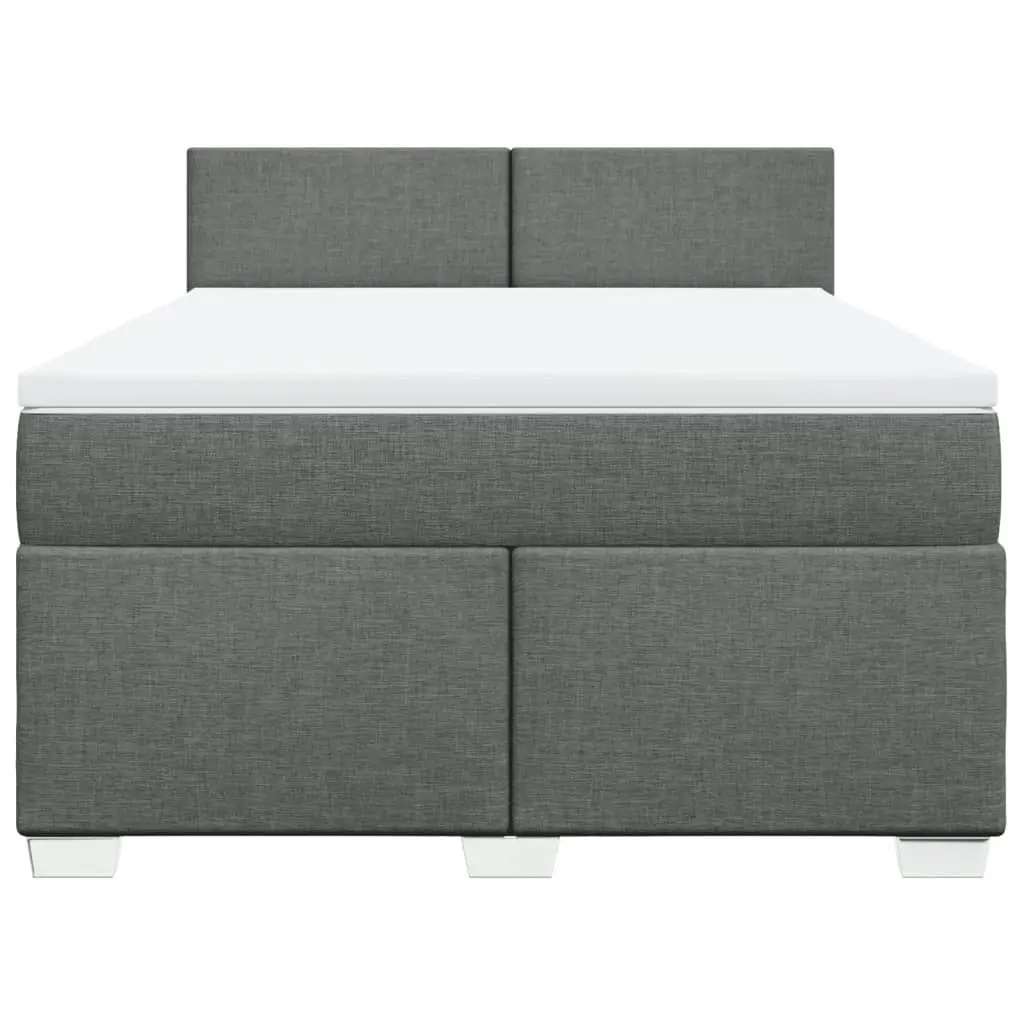 Box Spring Bed with Mattress Dark Grey Double Fabric 3288380