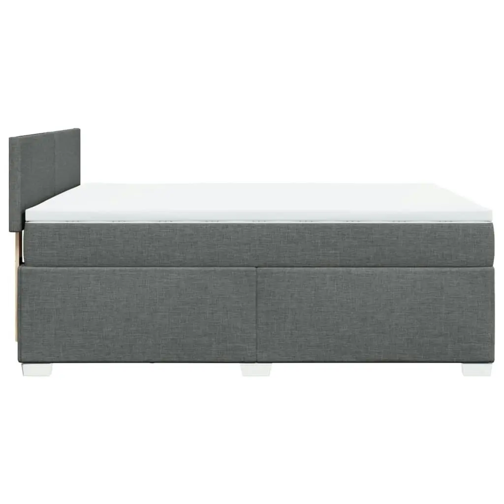 Box Spring Bed with Mattress Dark Grey Double Fabric 3288380