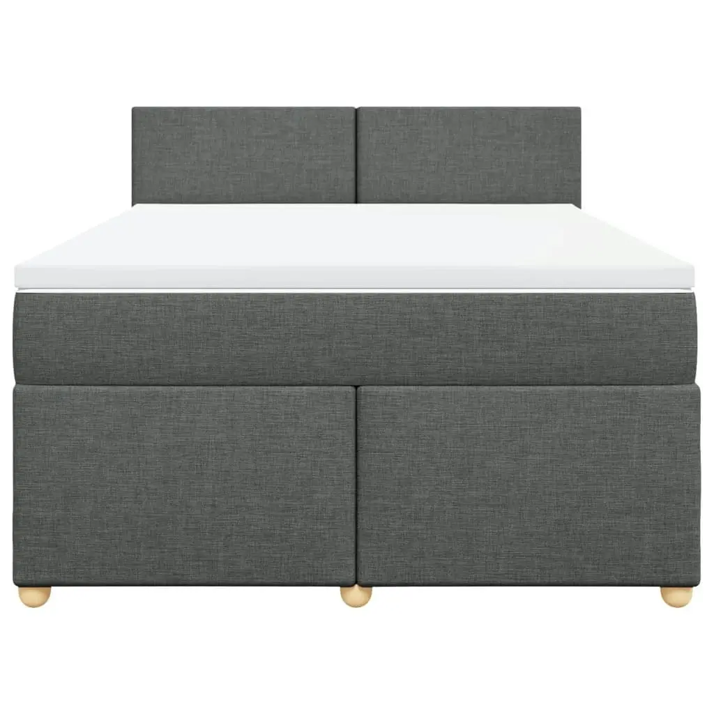 Box Spring Bed with Mattress Dark Grey Double Fabric 3289172