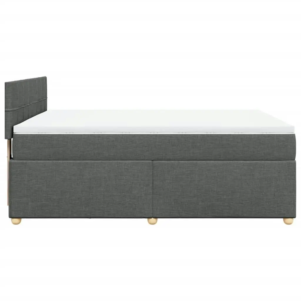 Box Spring Bed with Mattress Dark Grey Double Fabric 3289174