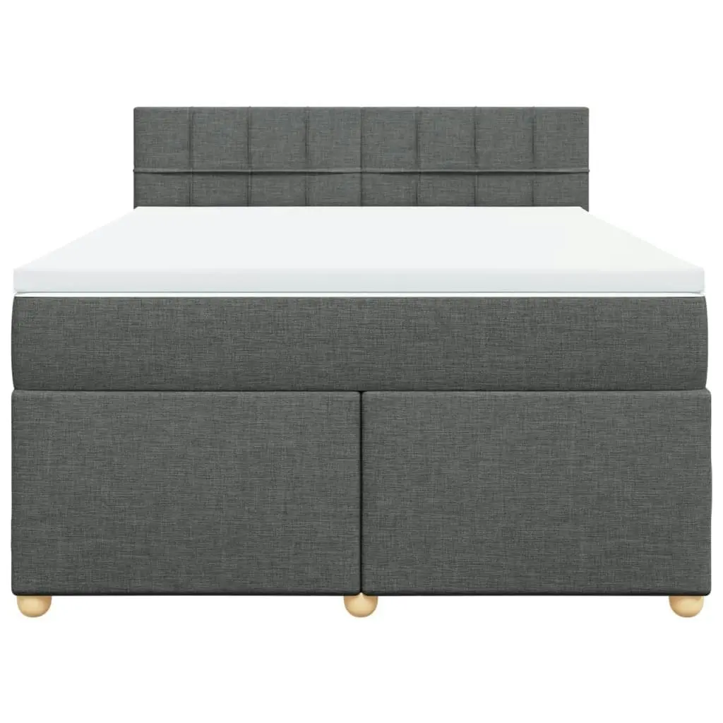 Box Spring Bed with Mattress Dark Grey Double Fabric 3289174