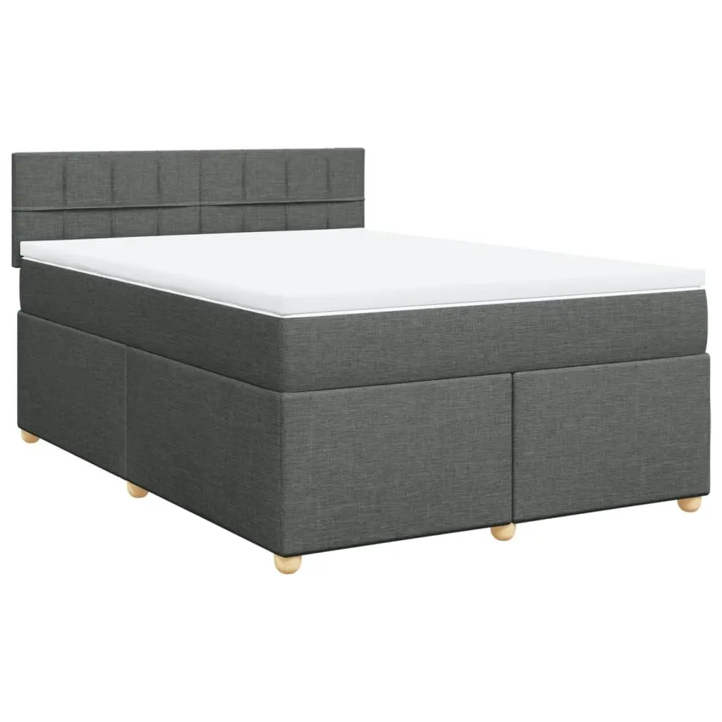 Box Spring Bed with Mattress Dark Grey Double Fabric 3289174