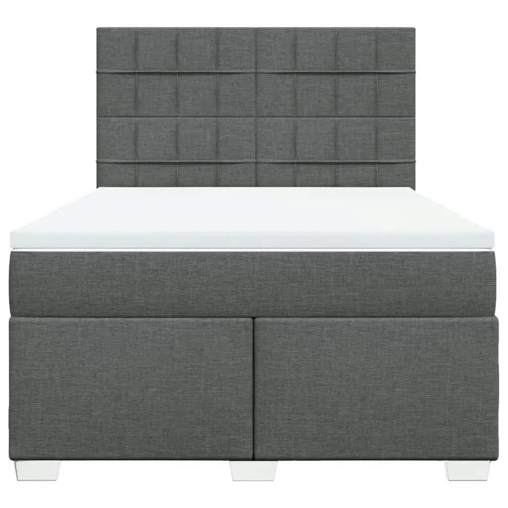 Box Spring Bed with Mattress Dark Grey Double Fabric 3290682