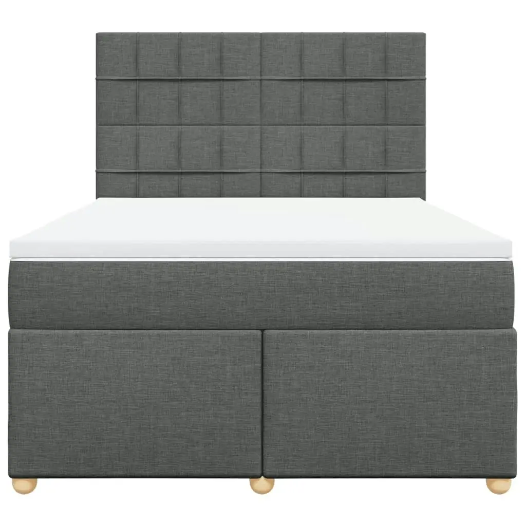 Box Spring Bed with Mattress Dark Grey Double Fabric 3291474