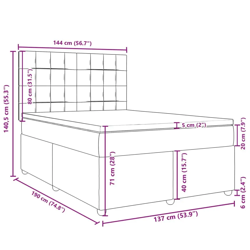 Box Spring Bed with Mattress Dark Grey Double Fabric 3291474