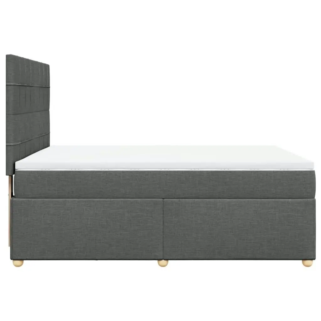 Box Spring Bed with Mattress Dark Grey Double Fabric 3291474