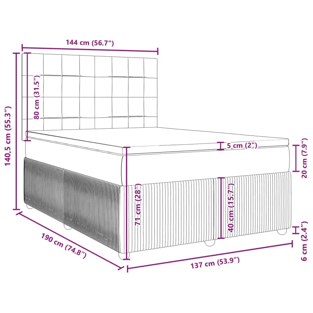 Box Spring Bed with Mattress Dark Grey Double Fabric 3292562