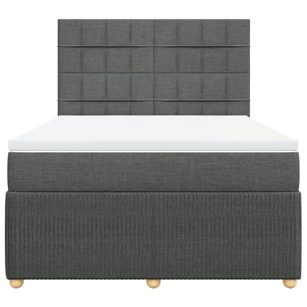 Box Spring Bed with Mattress Dark Grey Double Fabric 3292562