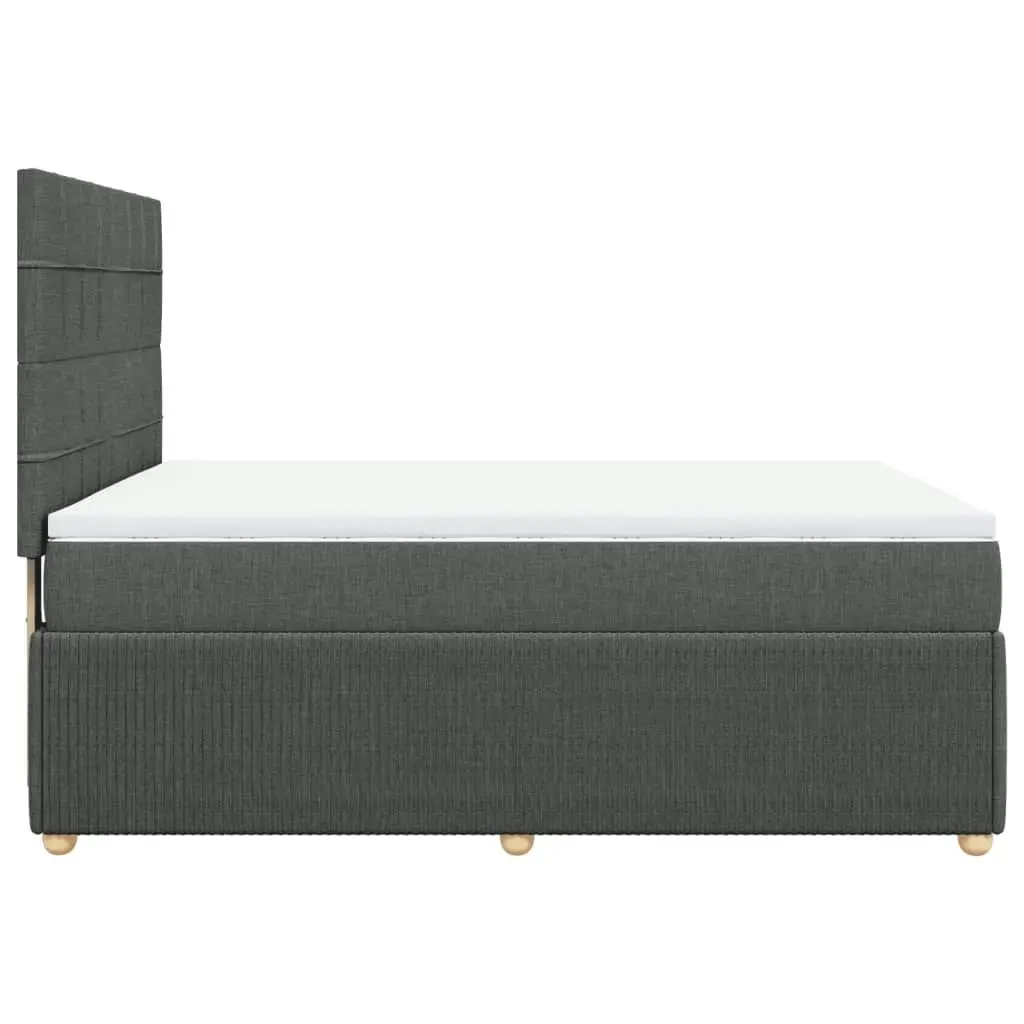 Box Spring Bed with Mattress Dark Grey Double Fabric 3292562