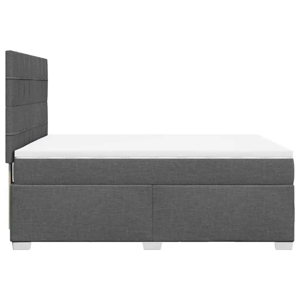 Box Spring Bed with Mattress Dark Grey Double Fabric 3292982