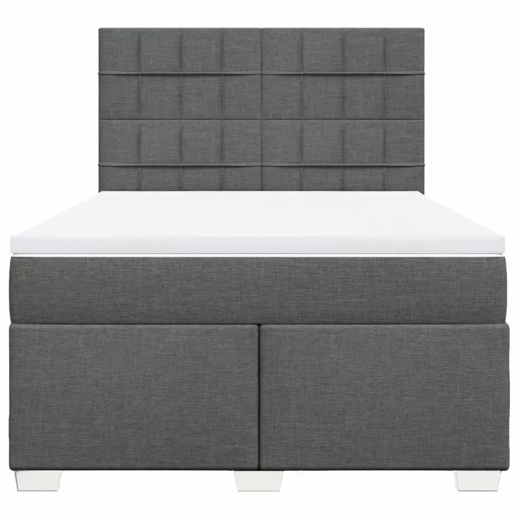 Box Spring Bed with Mattress Dark Grey Double Fabric 3292982