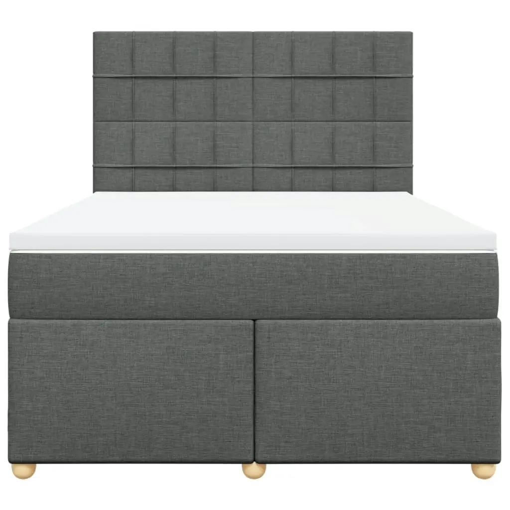 Box Spring Bed with Mattress Dark Grey Double Fabric 3293774