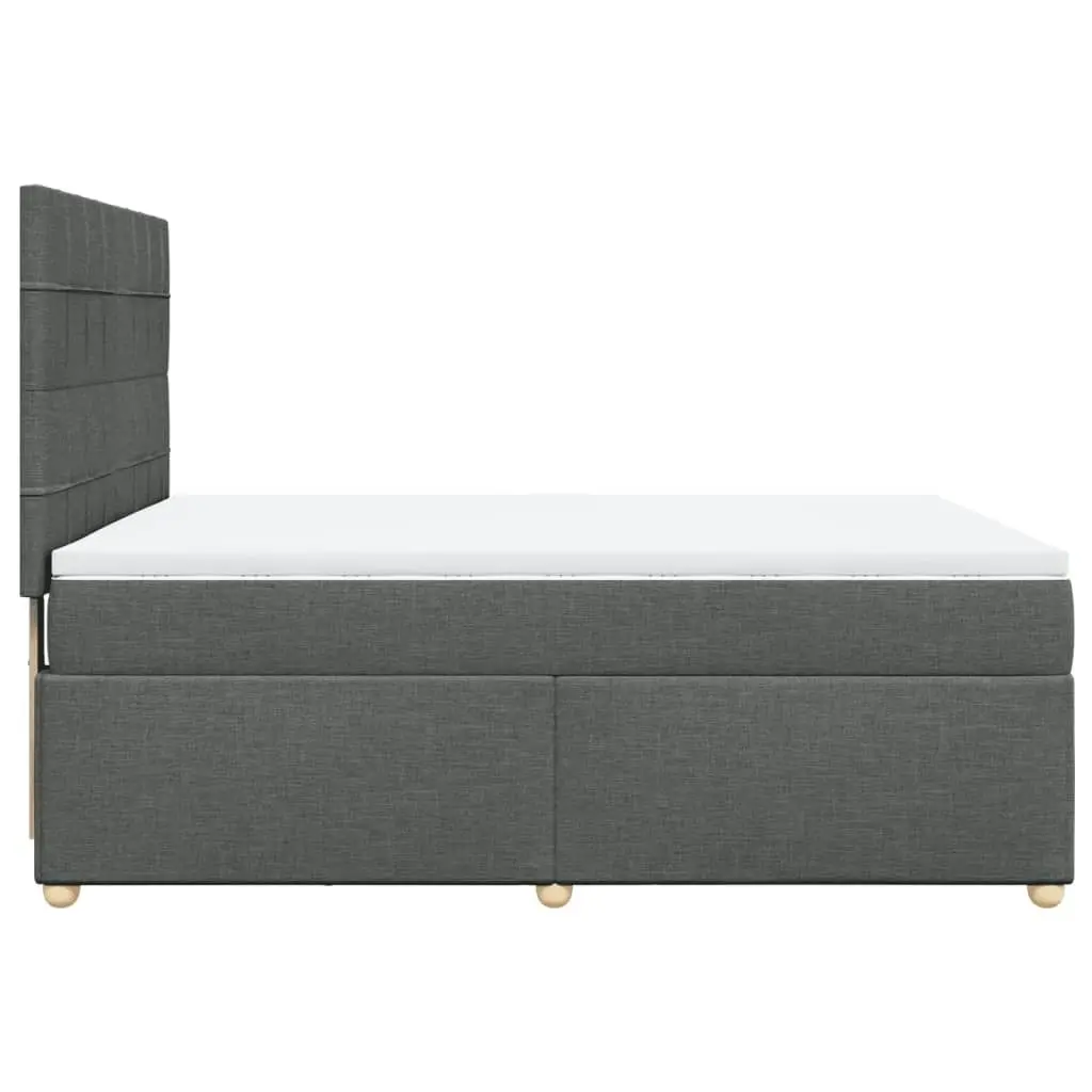 Box Spring Bed with Mattress Dark Grey Double Fabric 3293774