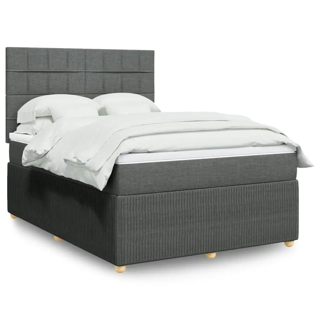 Box Spring Bed with Mattress Dark Grey Double Fabric 3294862