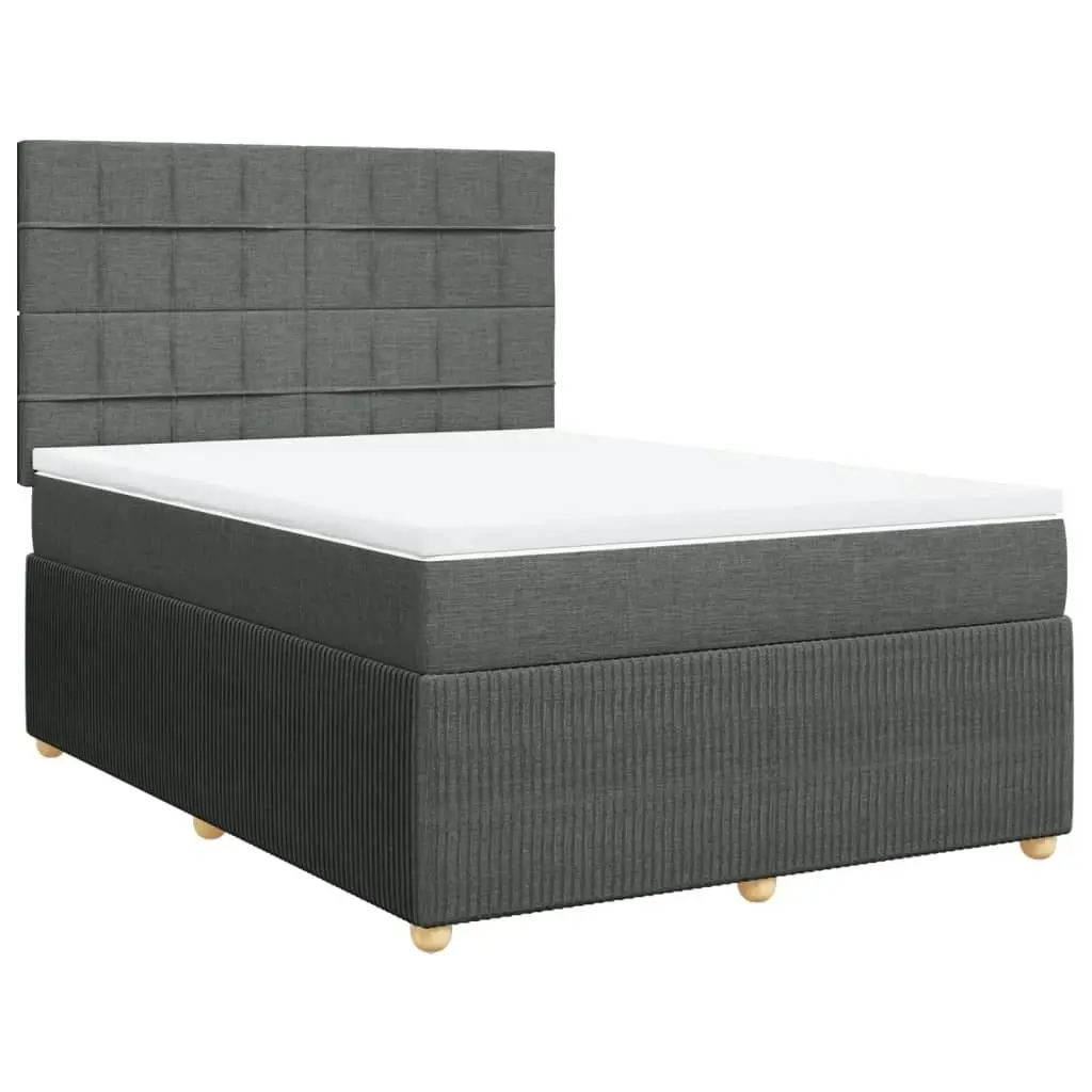 Box Spring Bed with Mattress Dark Grey Double Fabric 3294862