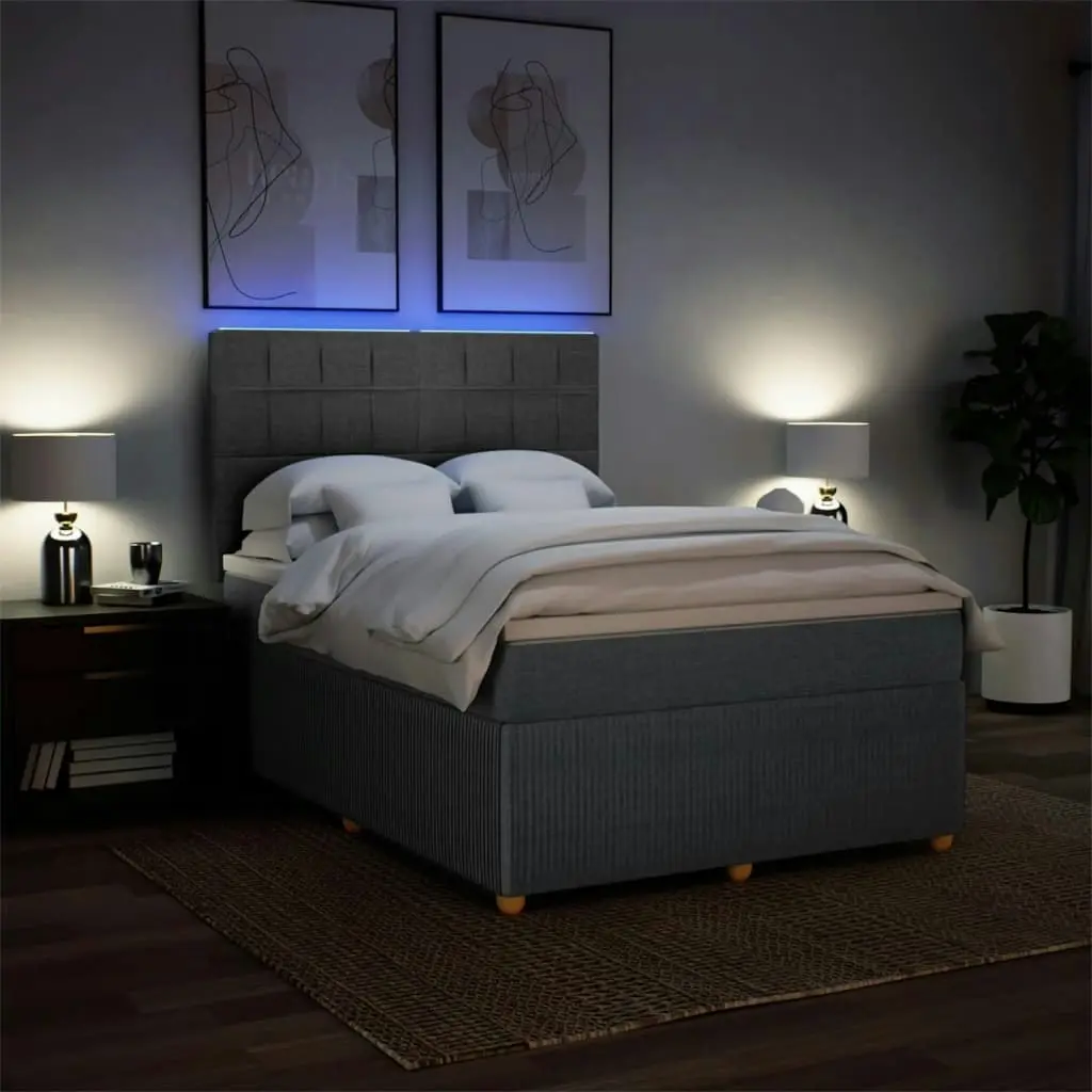 Box Spring Bed with Mattress Dark Grey Double Fabric 3294862