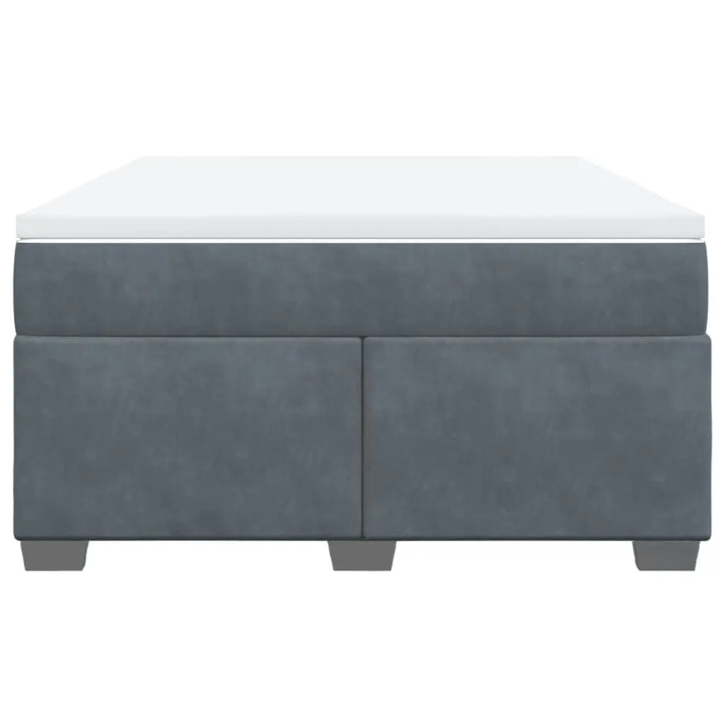 Box Spring Bed with Mattress Dark Grey Double Velvet 3285327