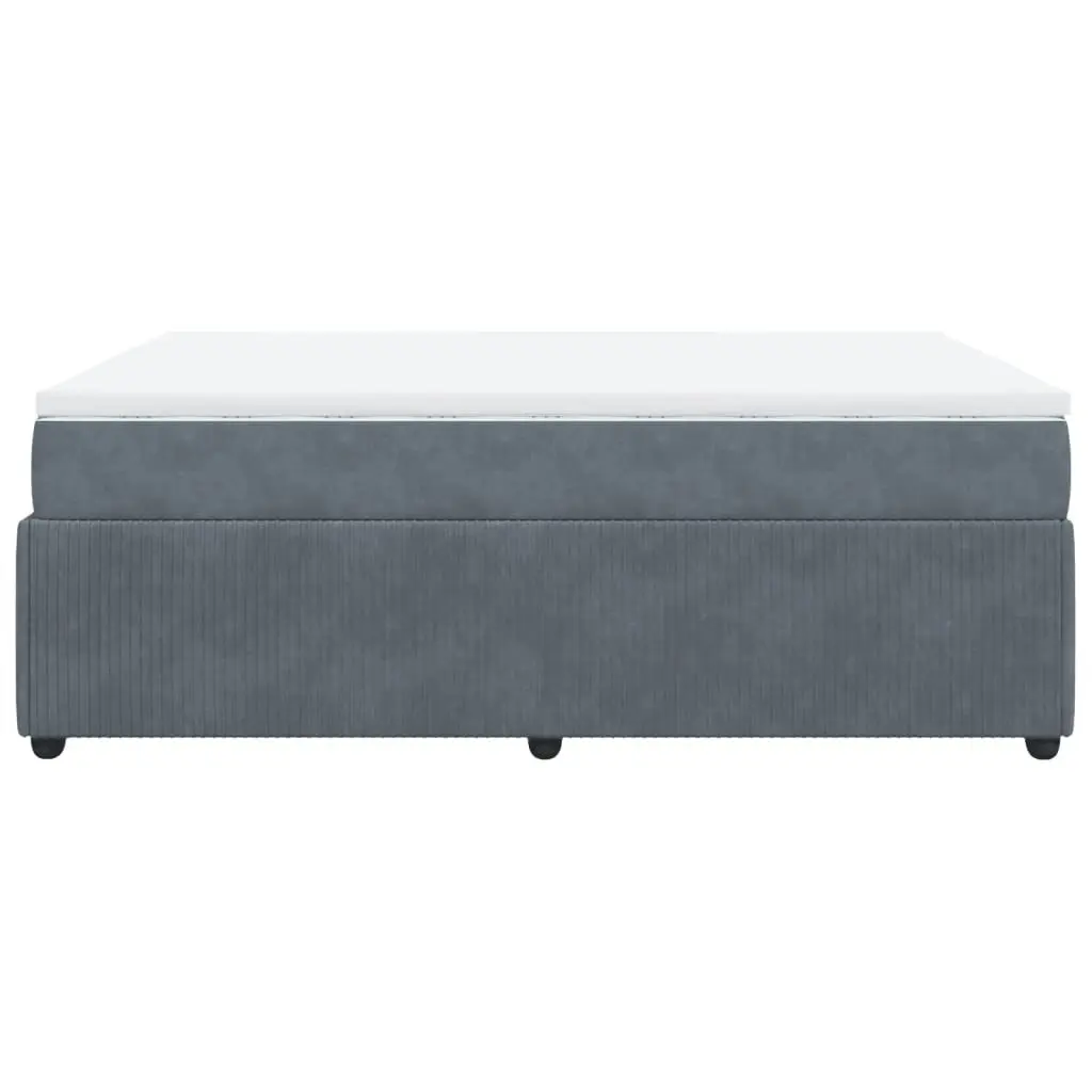 Box Spring Bed with Mattress Dark Grey Double Velvet 3285702