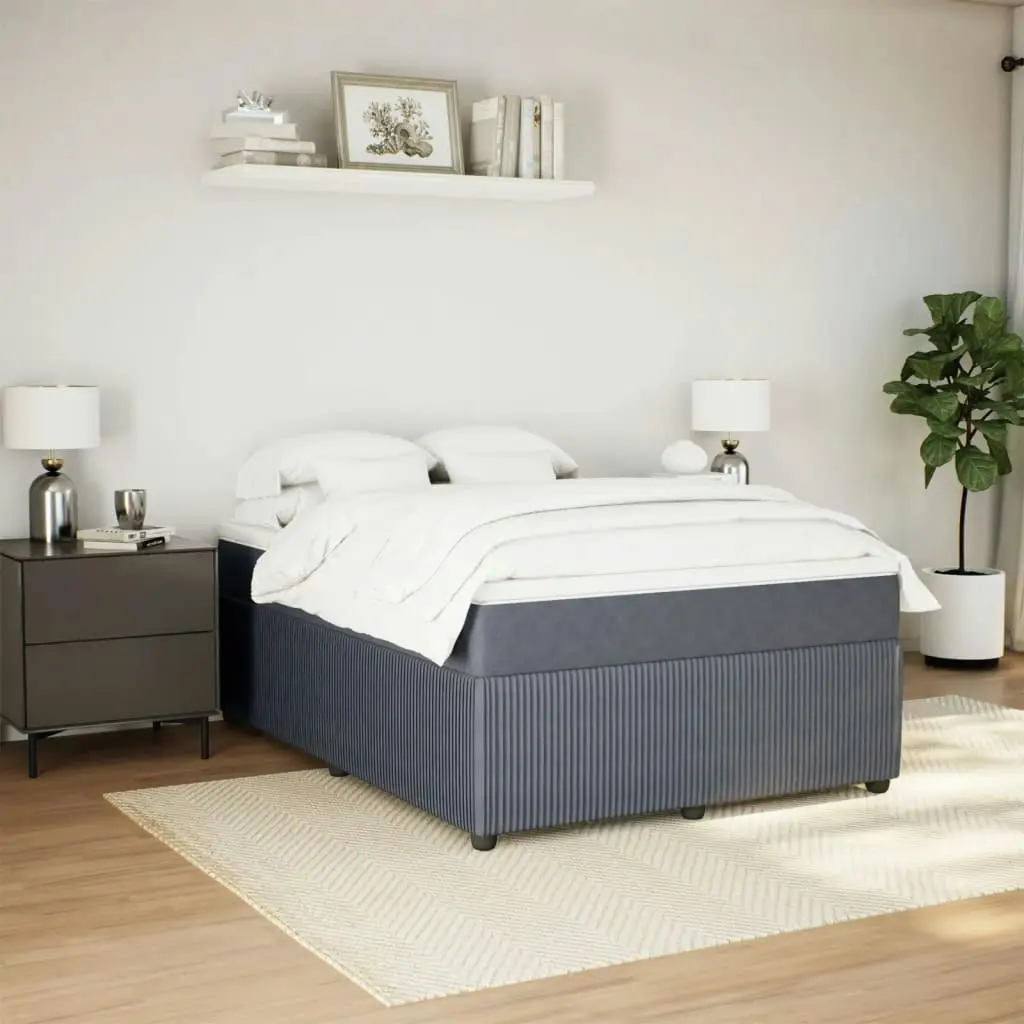 Box Spring Bed with Mattress Dark Grey Double Velvet 3285702