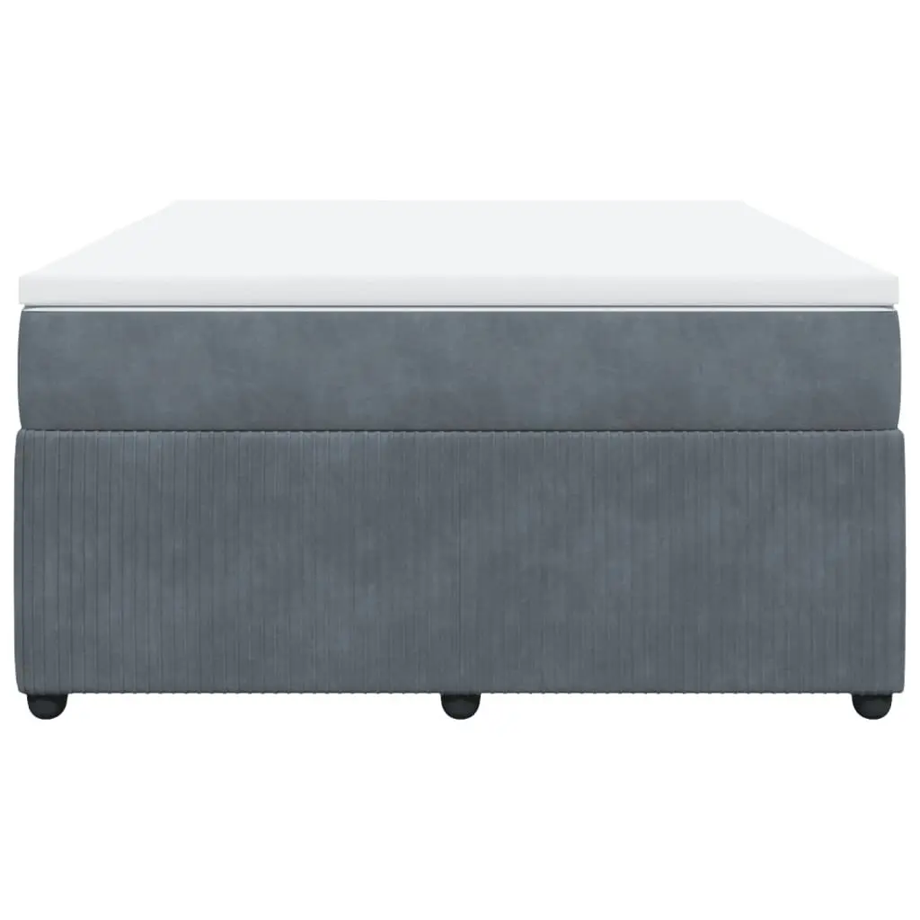 Box Spring Bed with Mattress Dark Grey Double Velvet 3285702