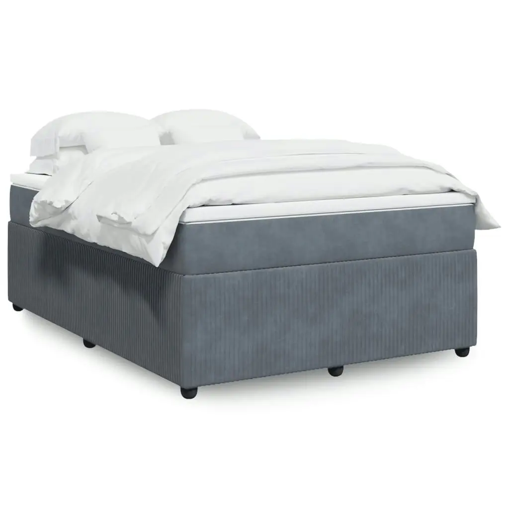 Box Spring Bed with Mattress Dark Grey Double Velvet 3285702