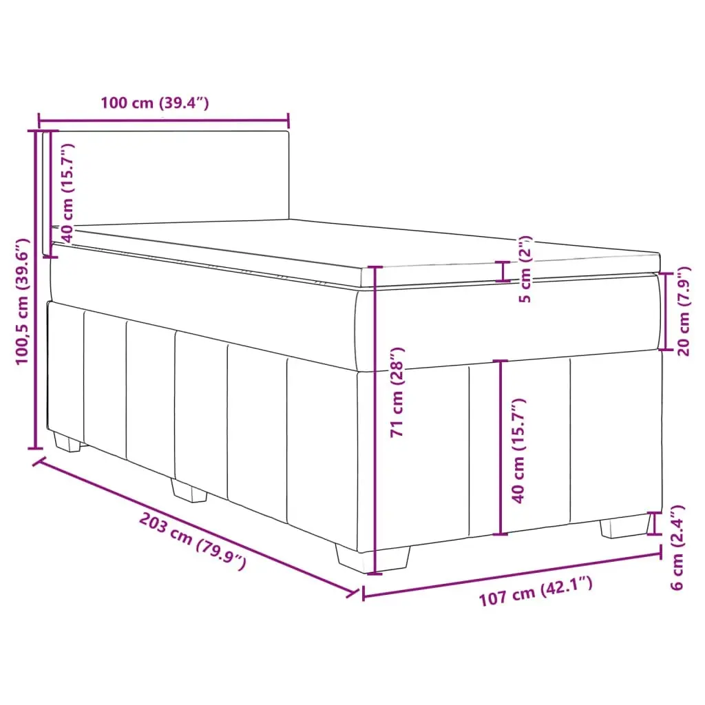 Box Spring Bed with Mattress Dark Grey King Single Fabric 3287252