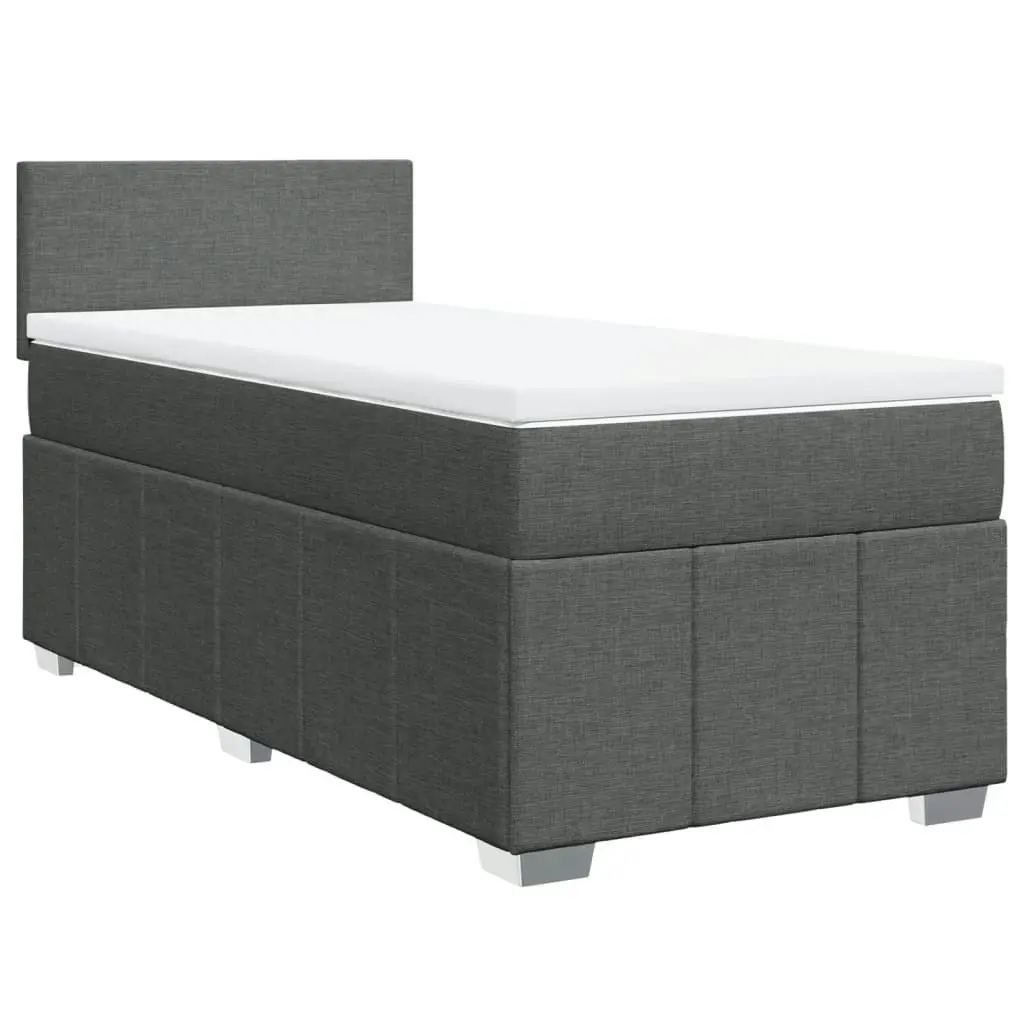 Box Spring Bed with Mattress Dark Grey King Single Fabric 3289552