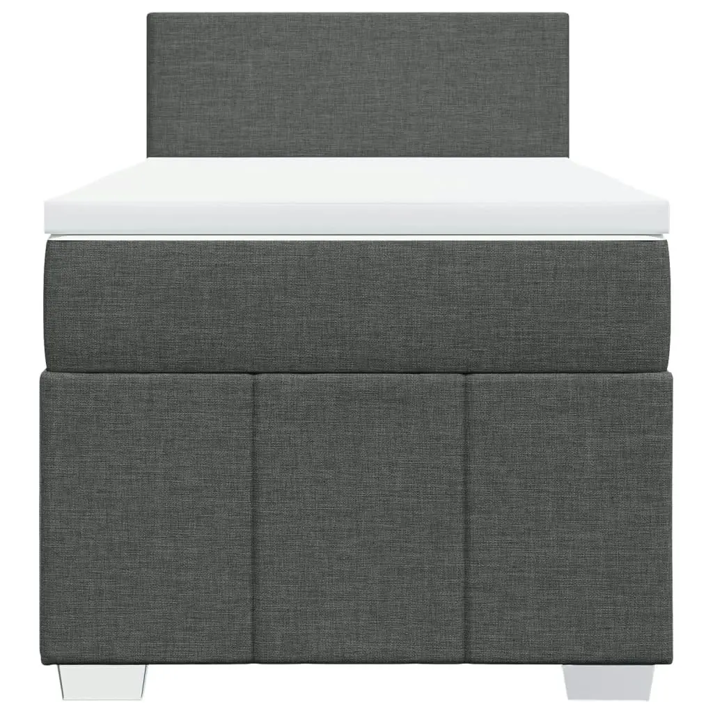 Box Spring Bed with Mattress Dark Grey King Single Fabric 3289552