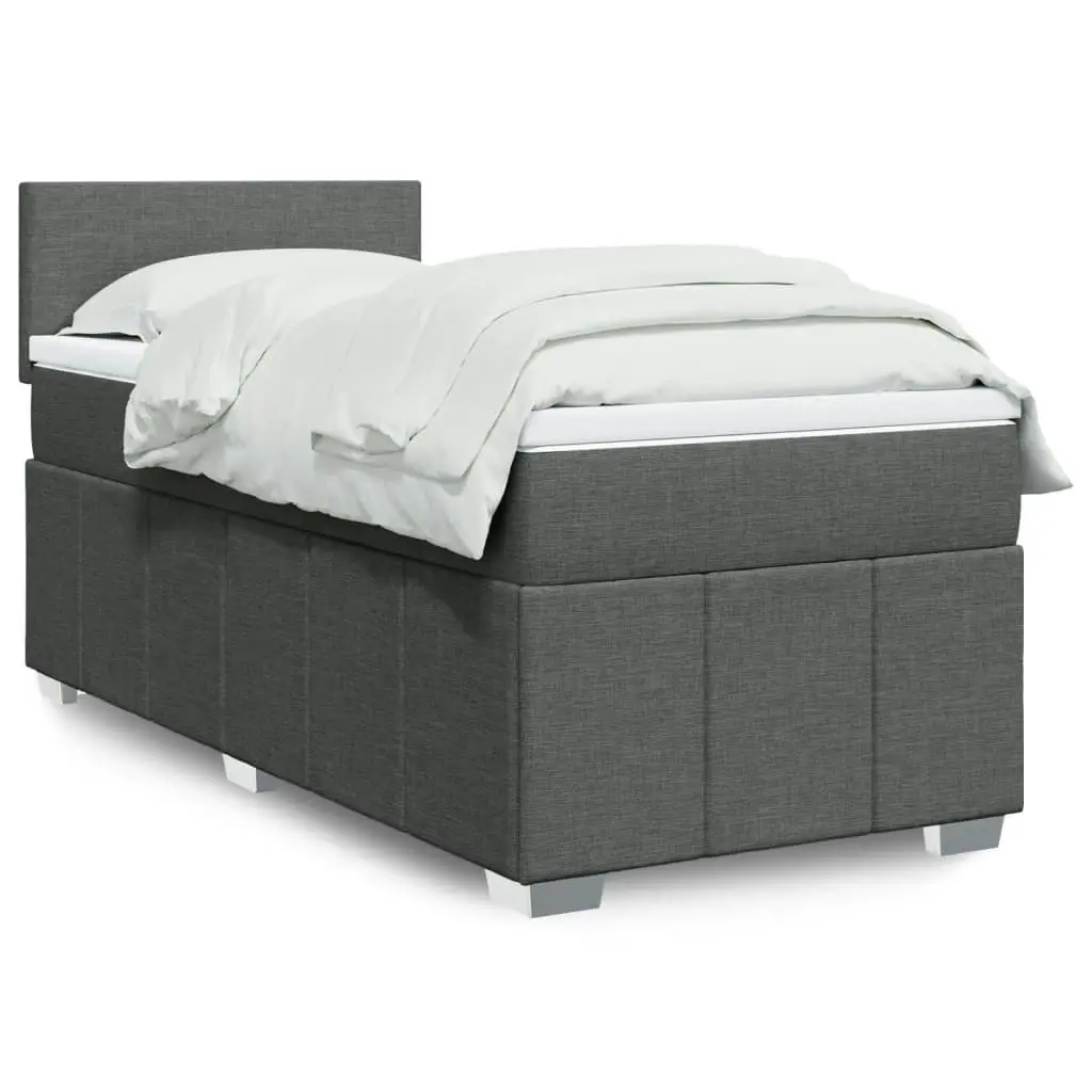 Box Spring Bed with Mattress Dark Grey King Single Fabric 3289552