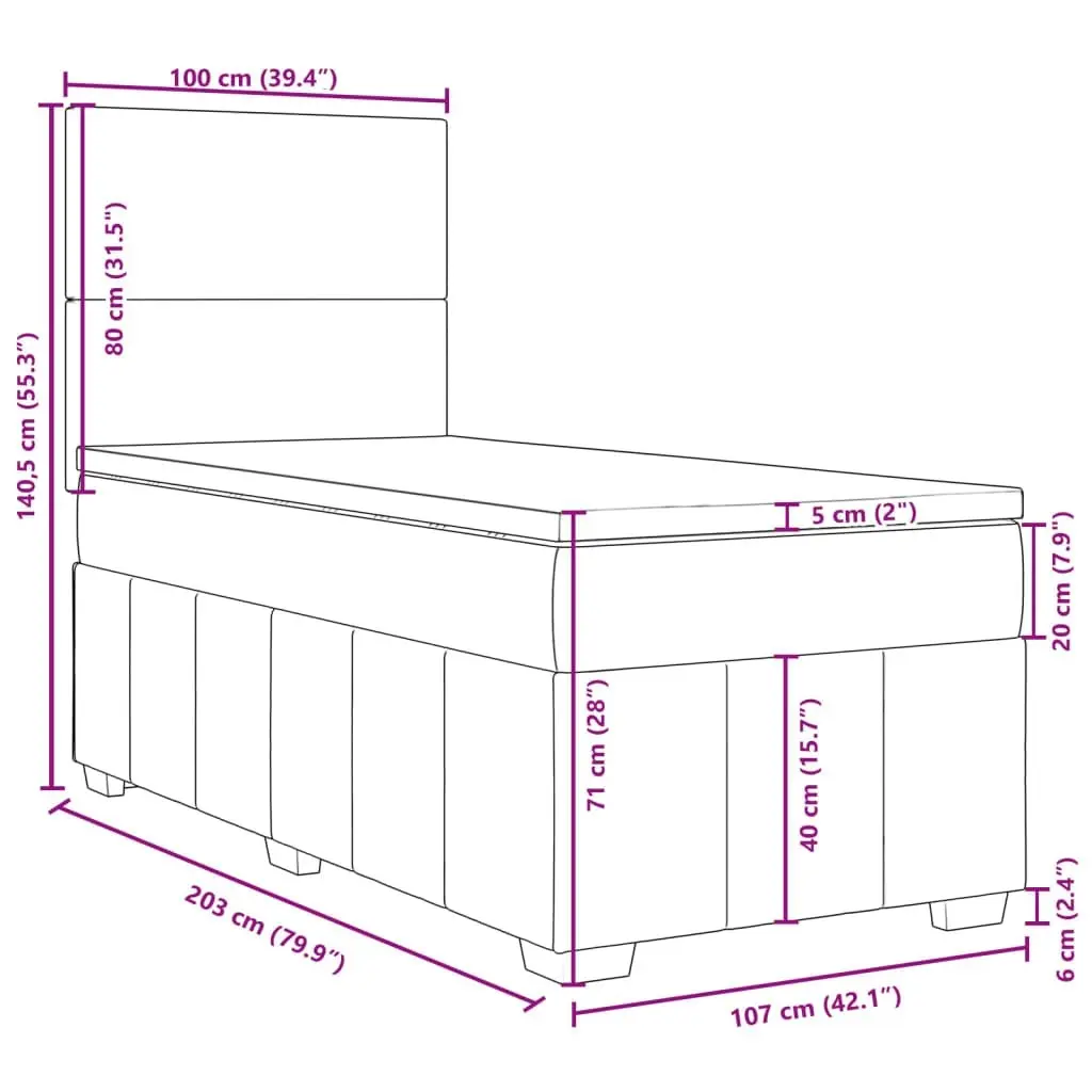 Box Spring Bed with Mattress Dark Grey King Single Fabric 3291852