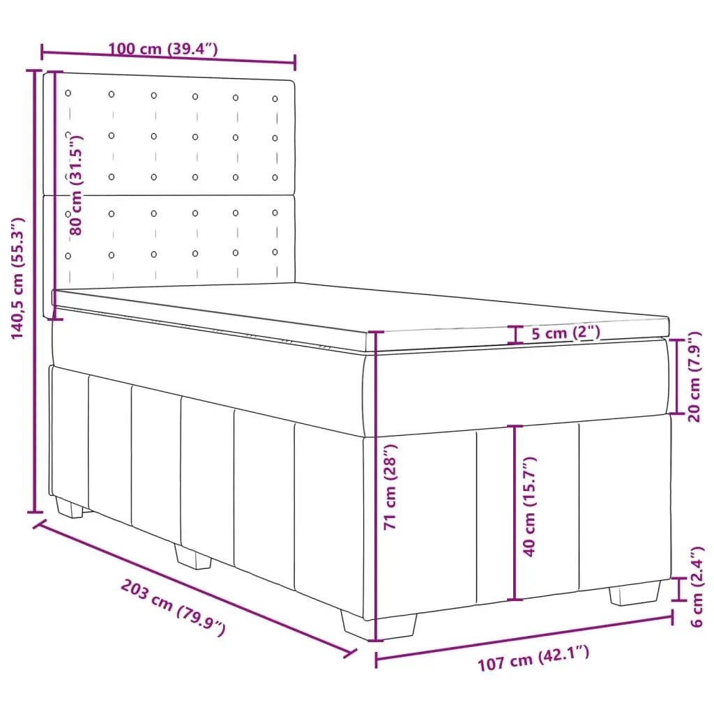 Box Spring Bed with Mattress Dark Grey King Single Fabric 3291858