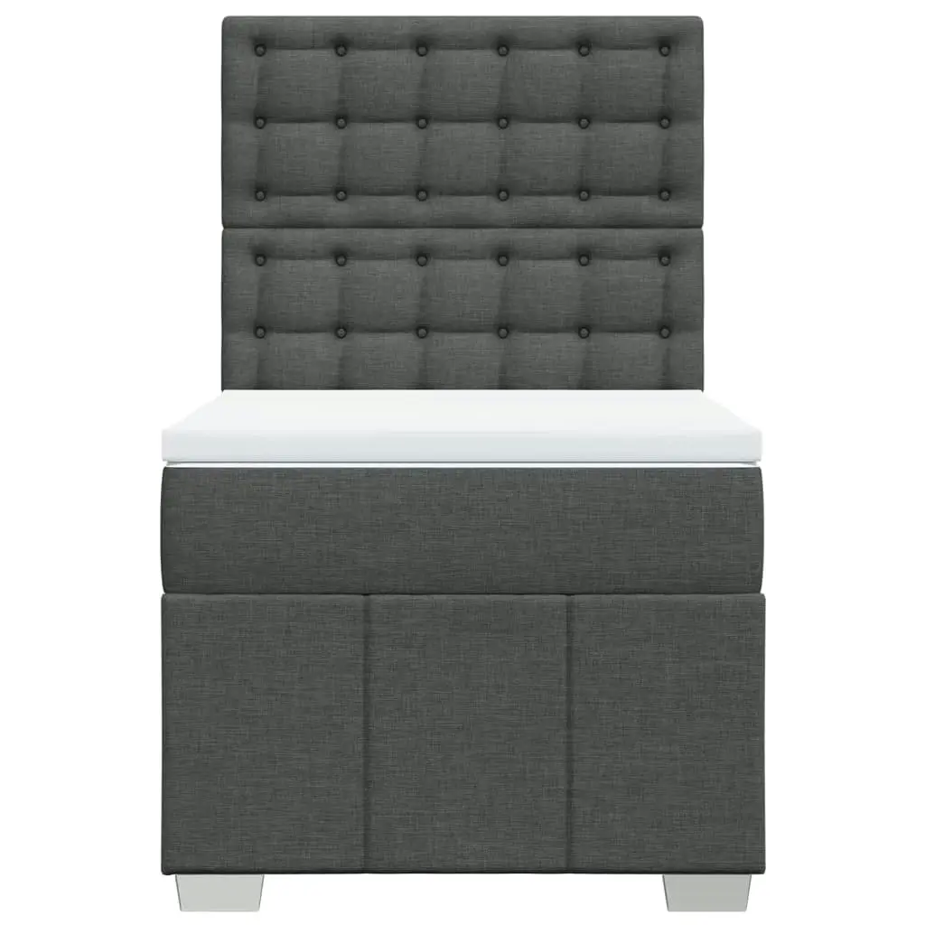 Box Spring Bed with Mattress Dark Grey King Single Fabric 3291858