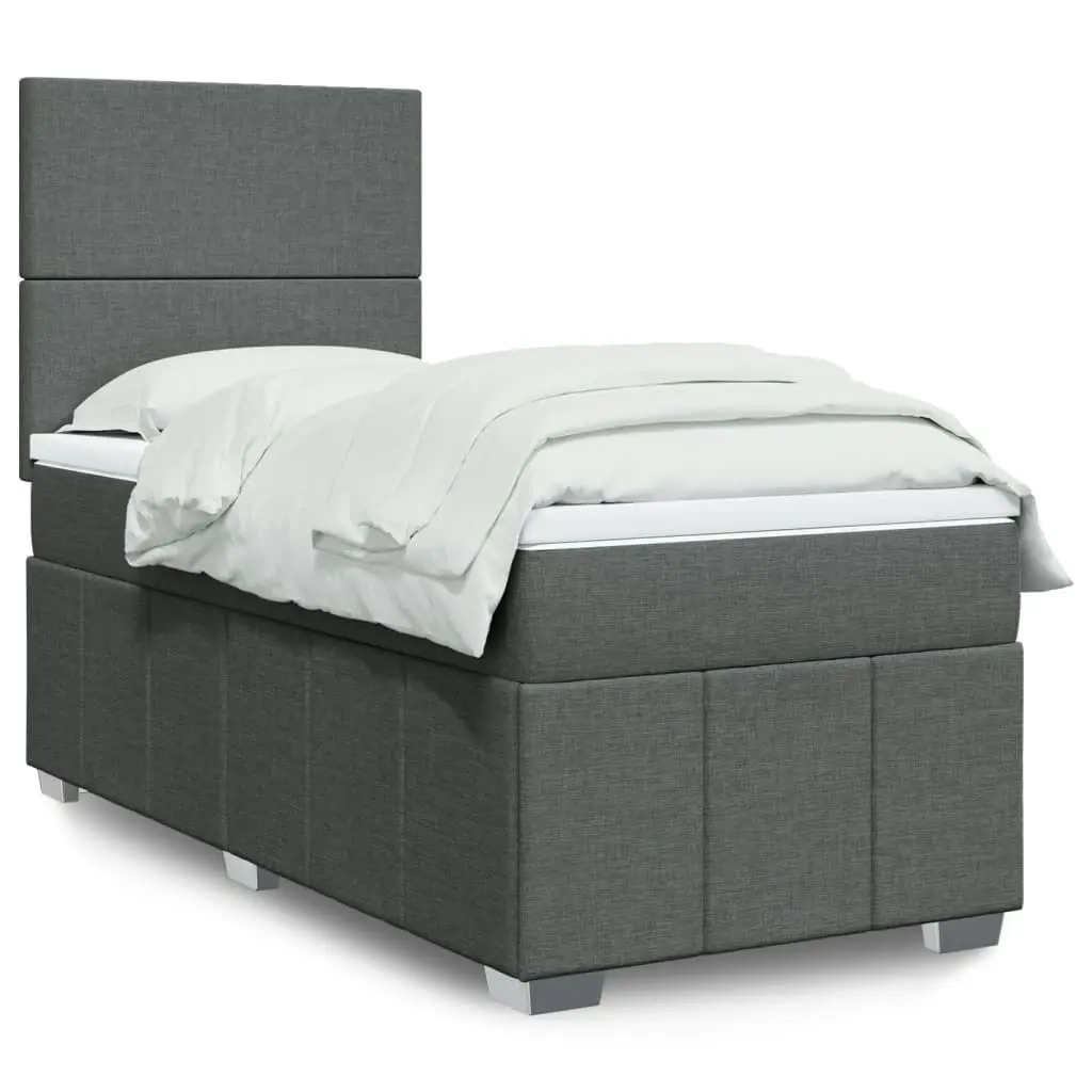 Box Spring Bed with Mattress Dark Grey King Single Fabric 3294152