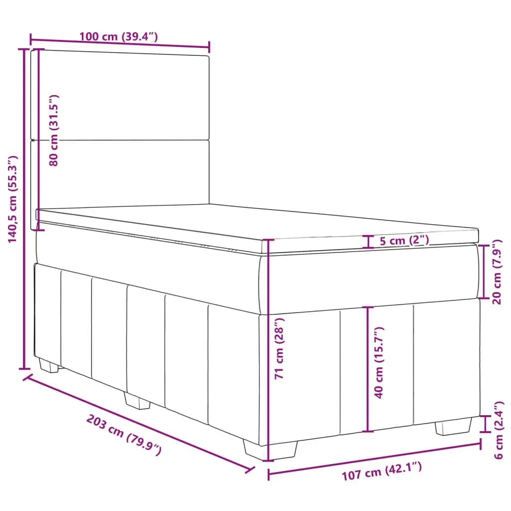 Box Spring Bed with Mattress Dark Grey King Single Fabric 3294152